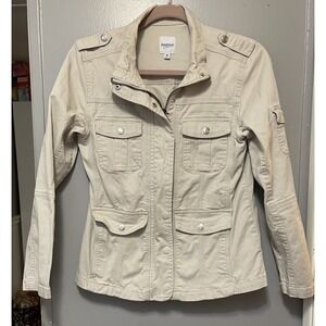Kenzie Utility Khaki Jacket, Sz M Snaps And Zips